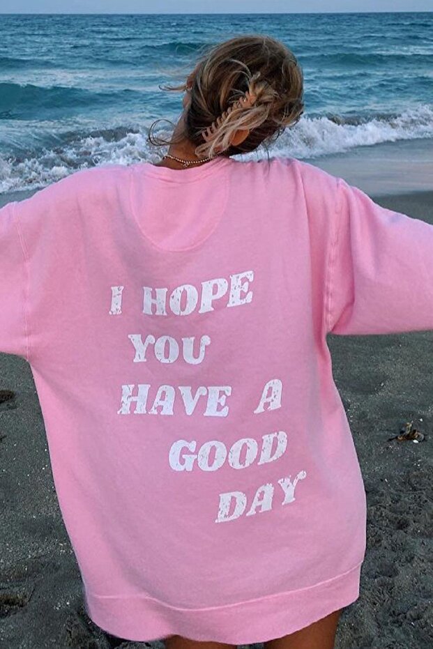 Mad Girls Pink Back Printed Sweatshirt Mg1219