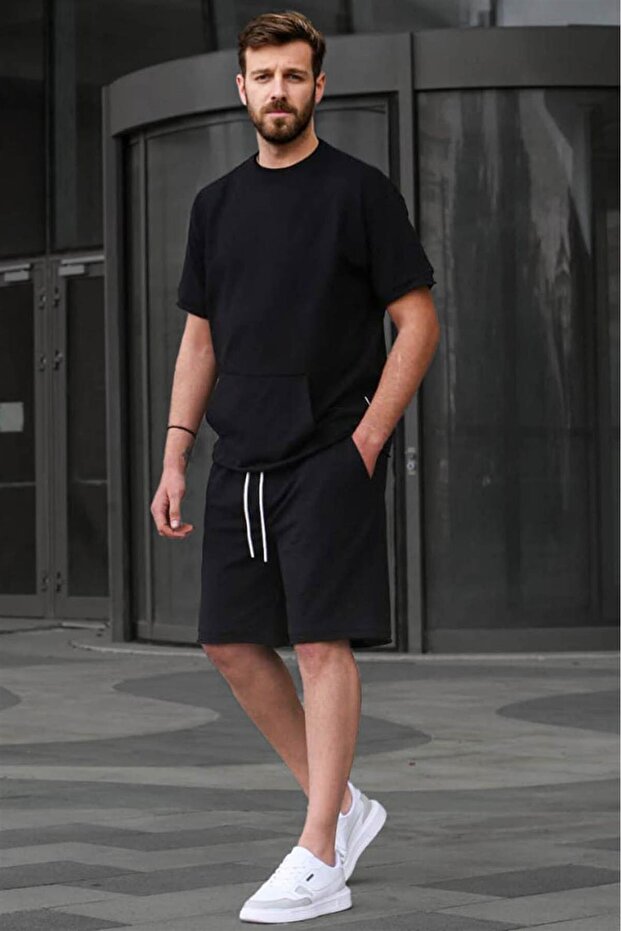 Siyah Basic Erkek Şort Takım 5921 - 1