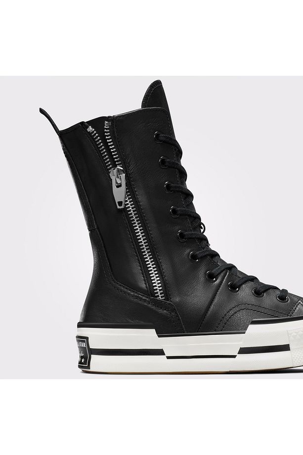 Chuck 70 Plus Unisex Siyah Deri Platform Sneaker - 8
