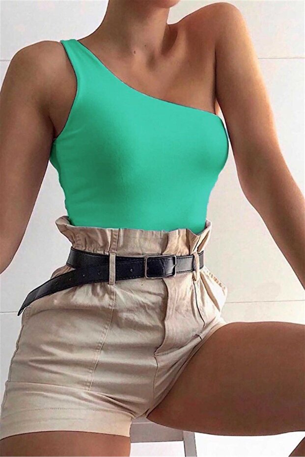 Mad Girls One Shoulder Green Strap Body Mg325
