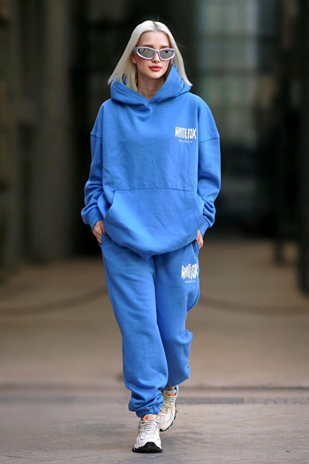 Blue Hooded Women's Tracksuit Set MG1917