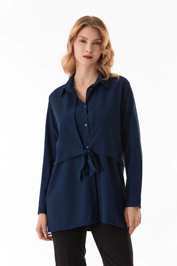 Buttoned Tie Front Shirt