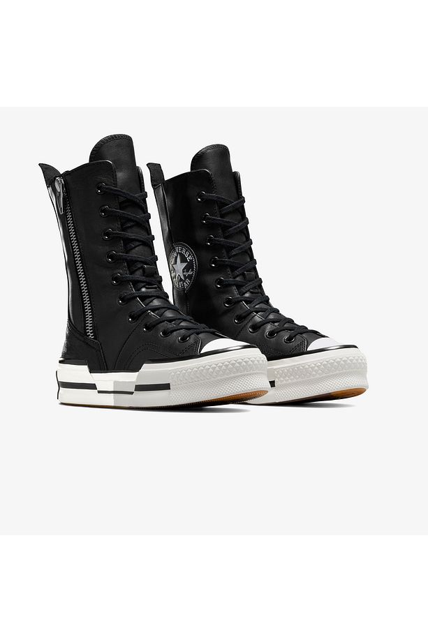 Chuck 70 Plus Unisex Siyah Deri Platform Sneaker - 2