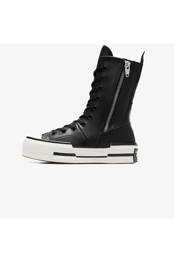 Chuck 70 Plus Unisex Siyah Deri Platform Sneaker - 5
