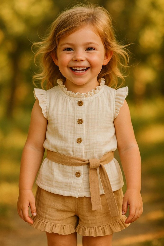 Girl's Shorts Muslin 100% Cotton Daily Comfortable and Stylish Set