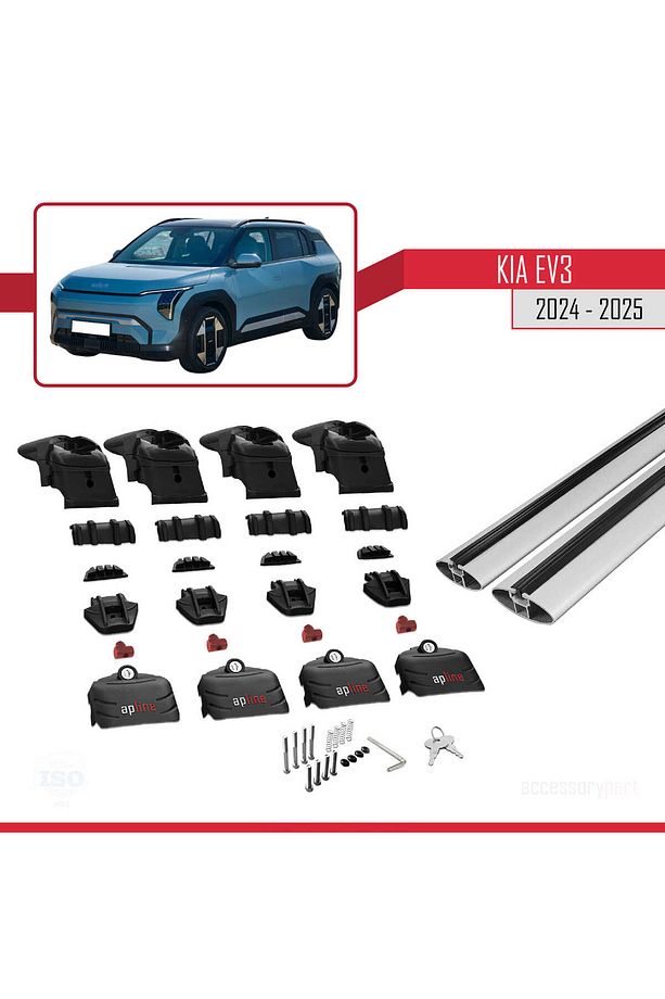Kia EV3 2024-2025 Arası ile Uyumlu ACE-2 Ara Atkı Tavan Barı Gri 2 Adet - 5