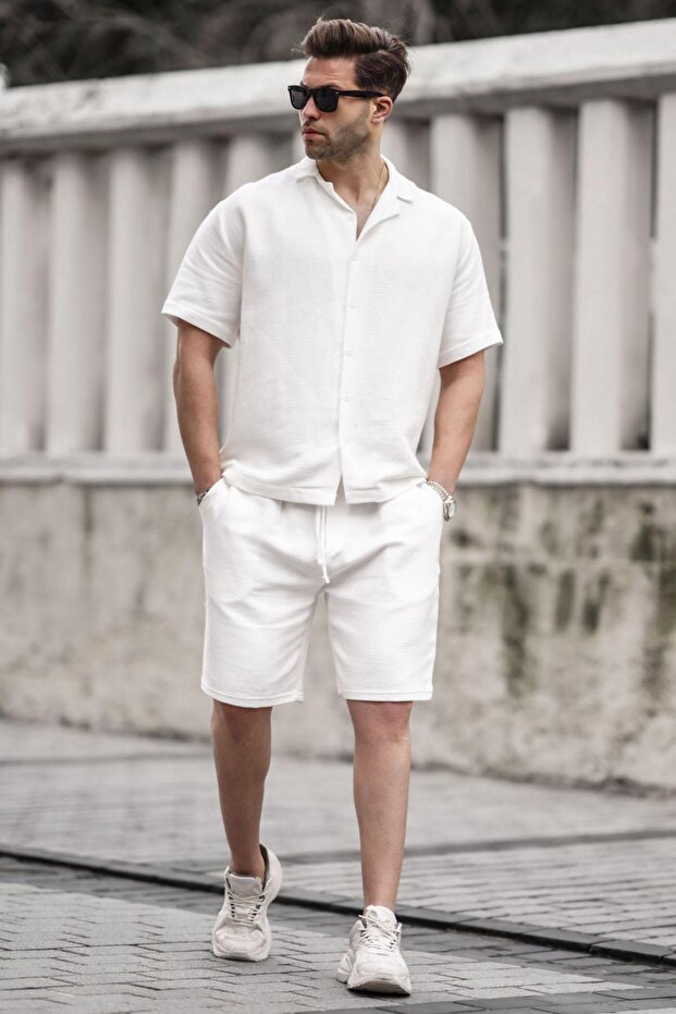 White Basic Men's Shorts Set 5940 - 2