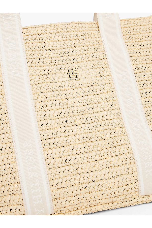 Kadın Geniş İç Hacimli Çıkarlılabilir Uzun Askılı TH Monogram Logolu Bej Omuz Çantası AW0AW17196-AA8 - 4