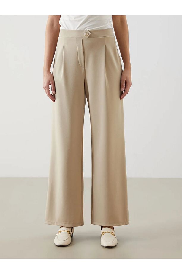LCW Vision Bej Loose Fit Krep Kadın Pantolon - 2