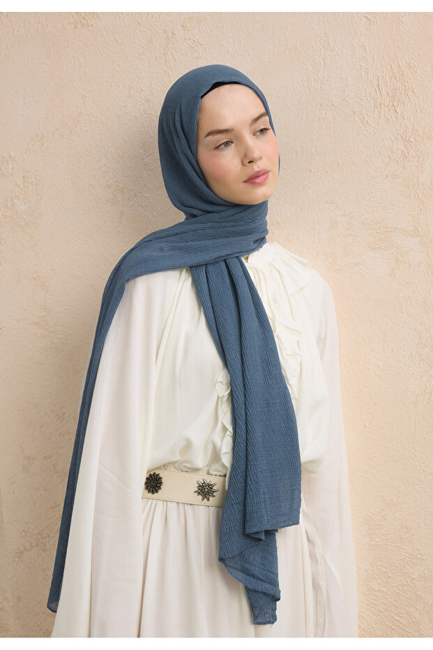 MODAL KRİNKIL ŞAL İNDİGO - 1