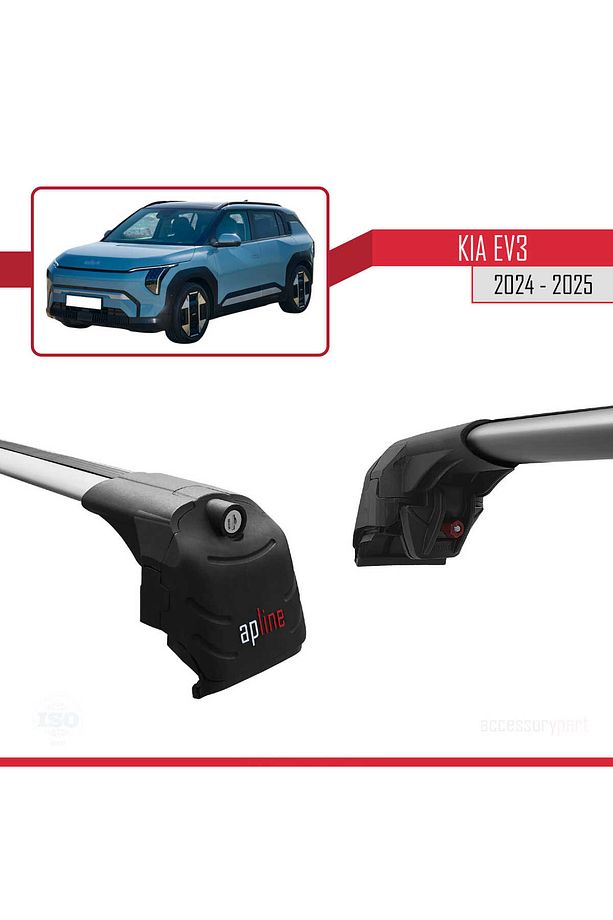 Kia EV3 2024-2025 Arası ile Uyumlu ACE-2 Ara Atkı Tavan Barı Gri 2 Adet - 3