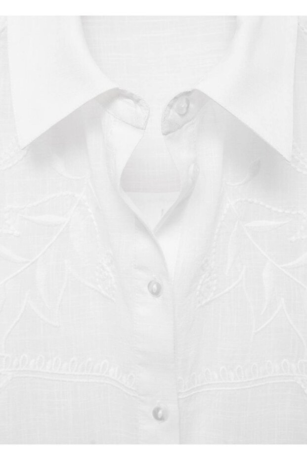 İşlemeli geniş kesim gömlek - 8