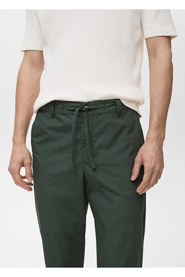 Adjustable Drawstring Cotton Trousers - 6