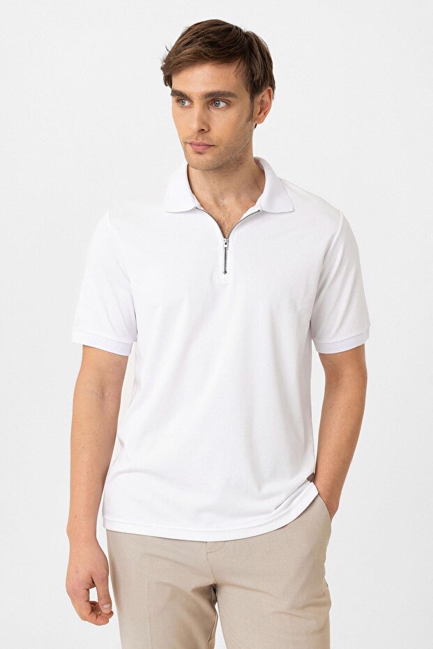 Zippered regular fit men's t-shirt
