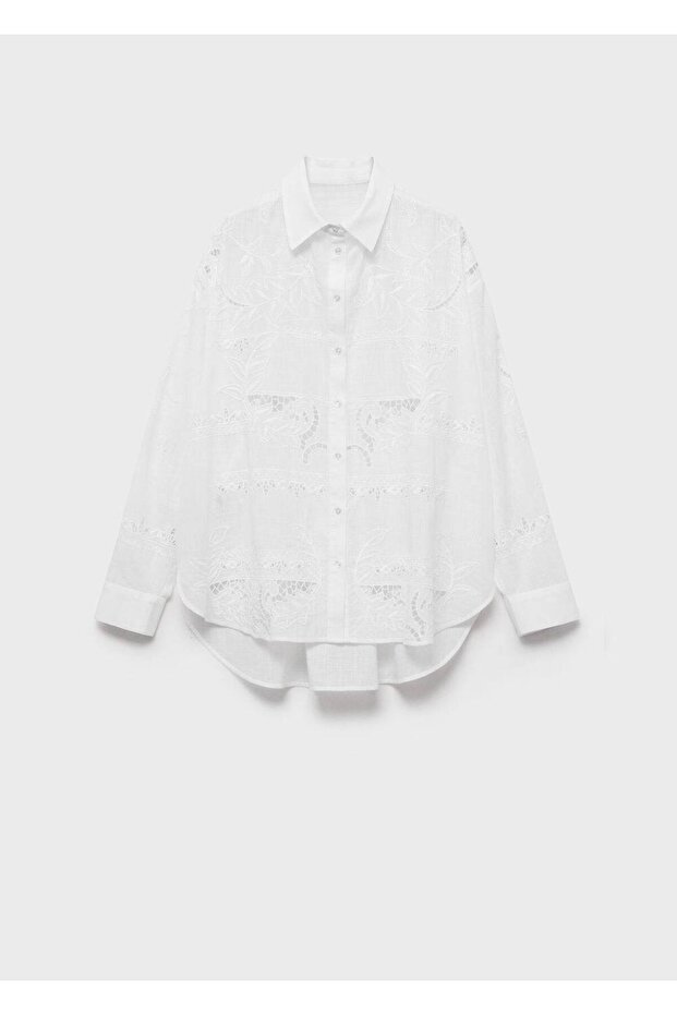 İşlemeli geniş kesim gömlek - 3