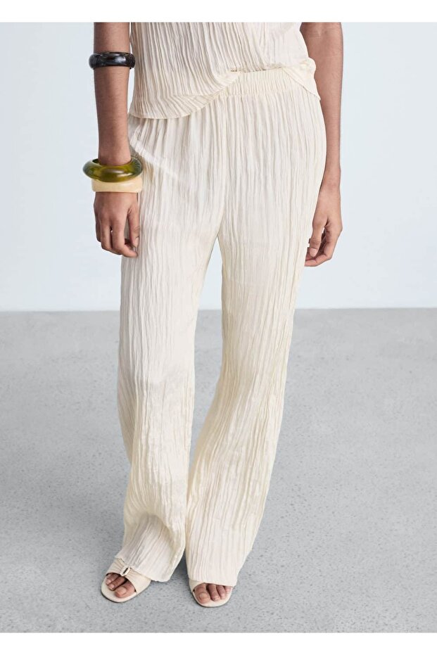 Pileli düz pantolon - 1