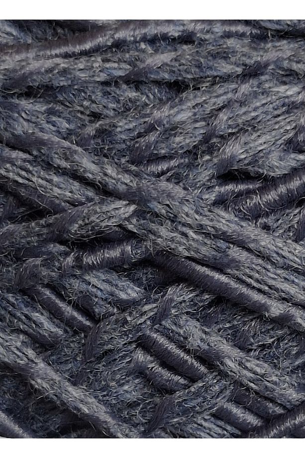 İndigo. Denim mavi (mat), büklümlü tek kat, %100 koton el örgü ipi (200 gr.) - 4
