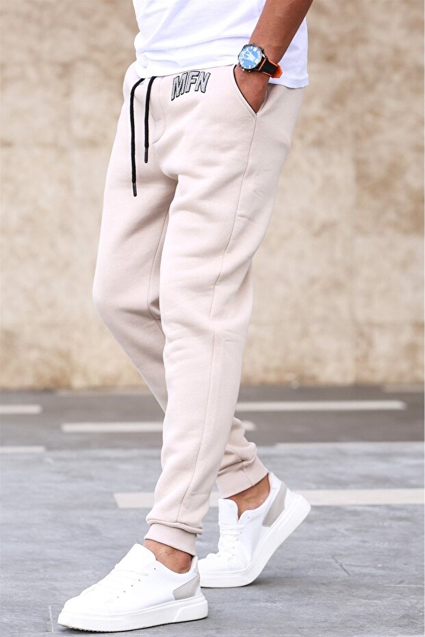 3-Thread Brushed Inside Beige Men's Tracksuit 5427