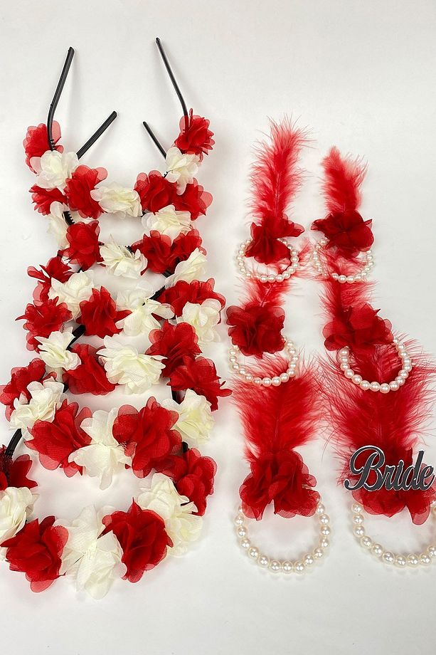 Bride Nedime Tacı Ve Nedime Bilekliği Seti 6 Adet Taç 6 Adet Bileklik Seti - 1
