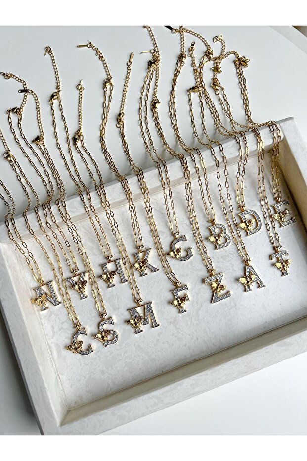 Çelik Arılı M Harf Kolye - 1