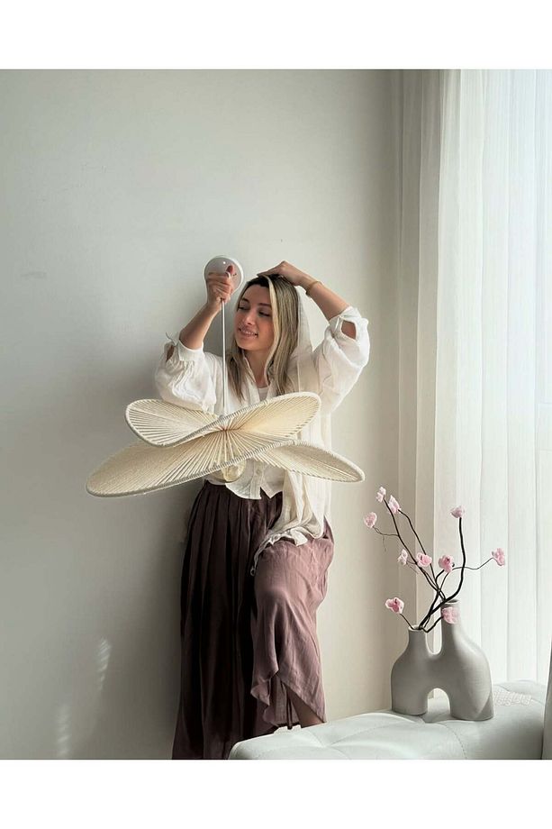 LUMİNART Rustik Tarz Bohem avize Makrome avize Salon avize Yatak Odası Avize Rattan Avize - 1