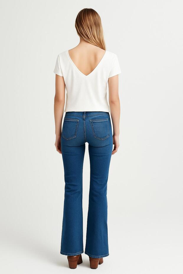 V-Neck Basic Cotton T-Shirt - Front and Back Design - 2