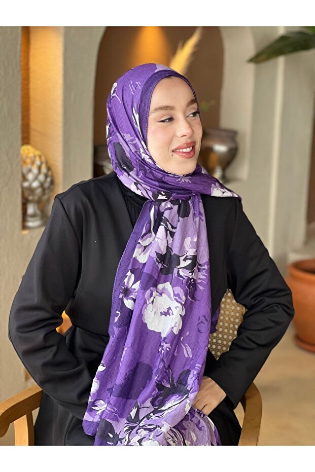 Gül Harmanı Desen Bambu Şal - 3