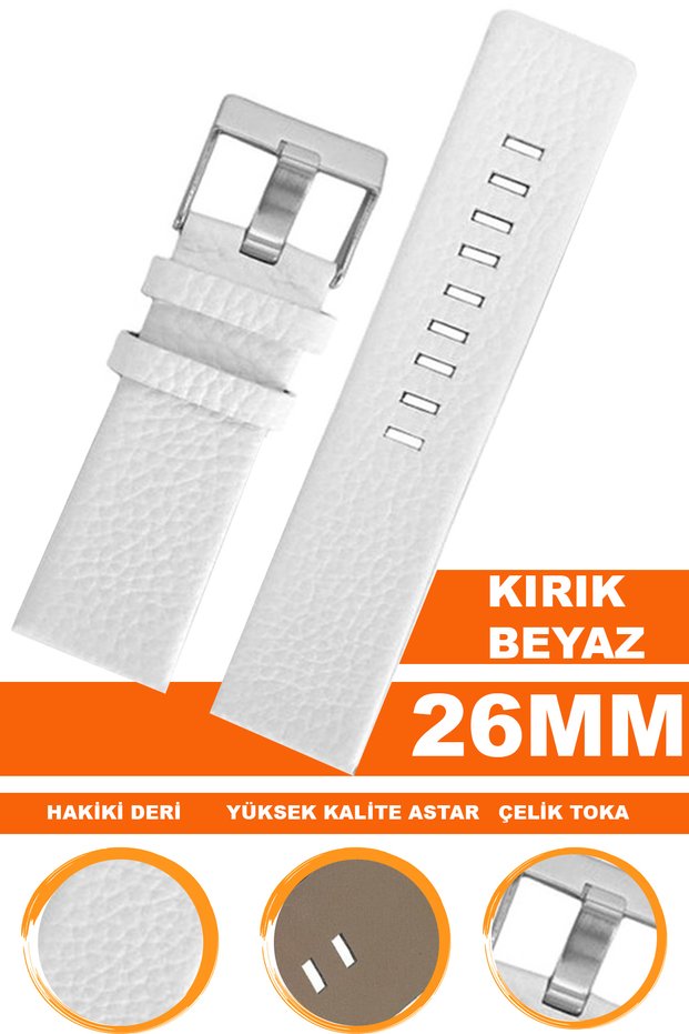 22mm 24mm 26mm 27mm 28mm 29mm 30mm 32mm Watch Compatible White Color Leather Watch Band Dzb