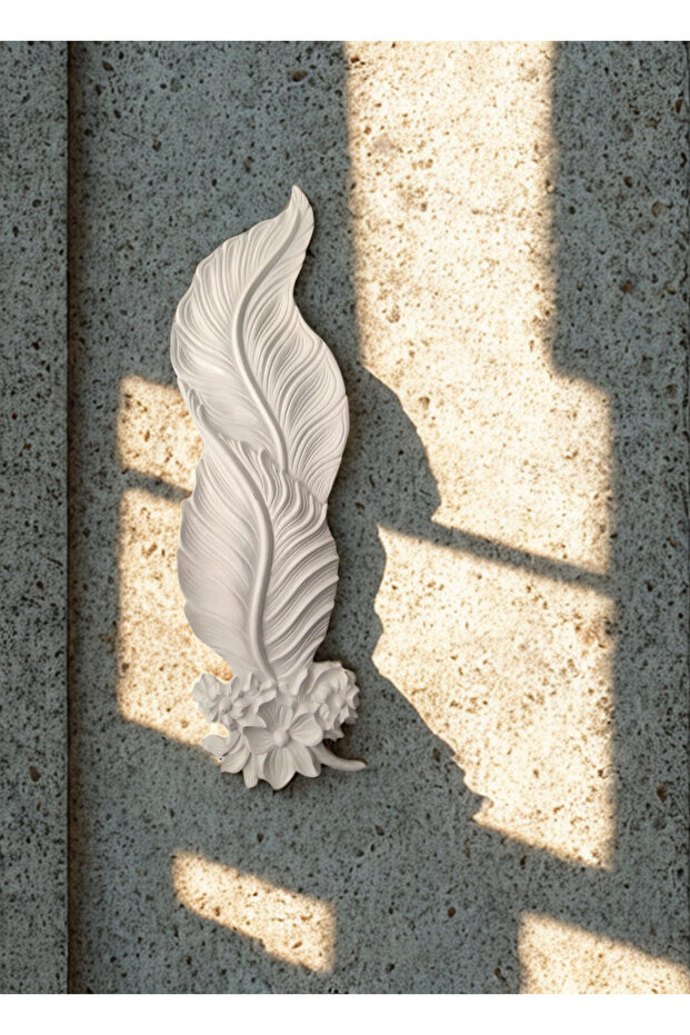 Tüy Aplik, Güllü Yaprak Aplik, 85cm Dev Boy Led Aydınlatma Tüy Aplik - 1