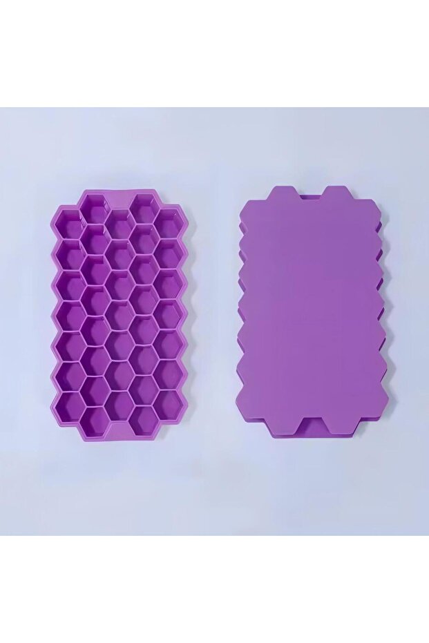 صينية مكعبات الثلج شاربدو ذات 37 فتحة مع غطاء - أرجواني/شفاف - 4