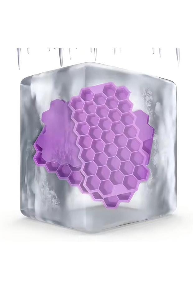 صينية مكعبات الثلج شاربدو ذات 37 فتحة مع غطاء - أرجواني/شفاف - 5