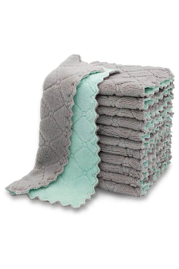 10pcs Grey and Grey 5/10/20pcs Microfiber Kitchen Cloth Dish Towels Super Absorbent Coral Velvet Dis