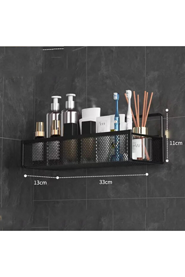 A-Black Portable Hanging Wall-mounted Storage Rack No-drilling Bathroom Shelf Garlic Seasoning Organ