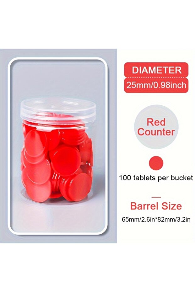 Red 100 plastic counting chips - interactive learning educational mathematics teaching aids, multi-c