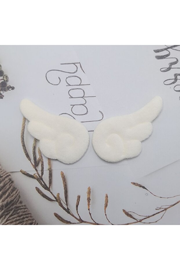 white 2Pcs double-sided plush angel wings diy accessories cake card cap socks clothing toy decorati