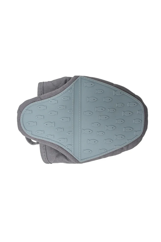 Grey 1pc Kitchen Anti scald Oven Gloves Kitchen Multi purpose Fish shaped Silicone Gloves Tray Table