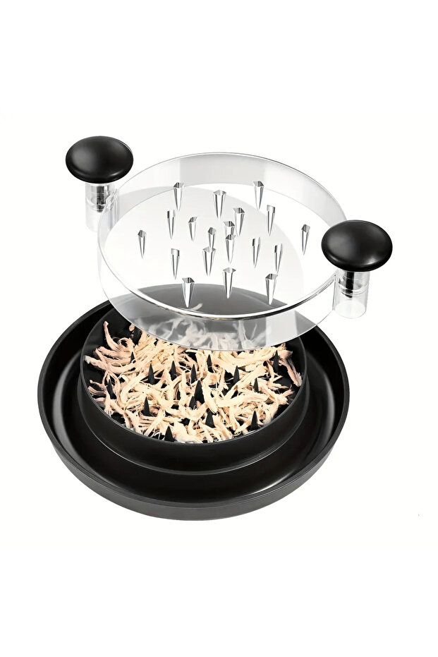 black Upgraded Chicken Shredder with Transparent Cover: Large Anti-Slip Rotating Tool for Chopping C