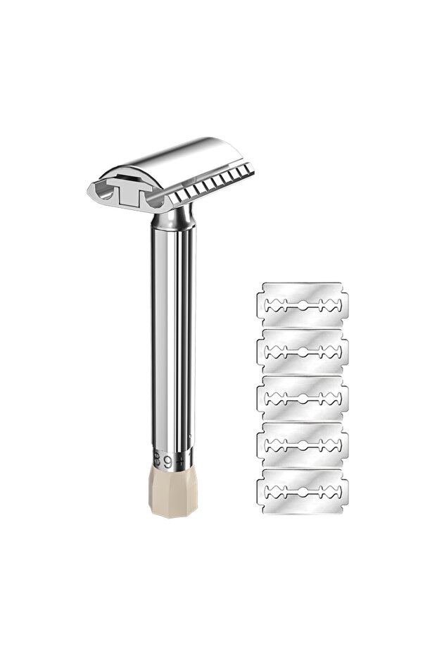 Silver Men's Zinc Alloy Metal Safety Razor 9-speed Sharpness Adjustalbe Shaver Classic Styling Quick