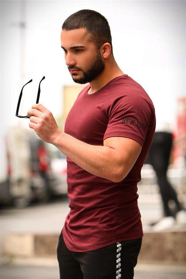 Reklam Kol Bordo Tişört-2 4102 - 2