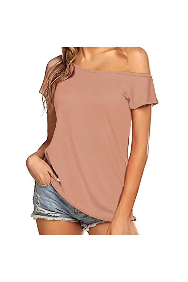 Isabel Women's One Shoulder Light Viscose Knitted Fabric Daily Casual Blouse