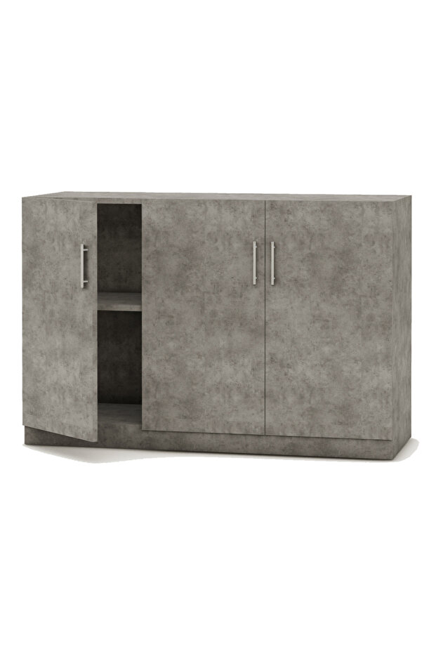 Modern 3 Door Credenza, Versatile Storage Solution with 2 Shelves