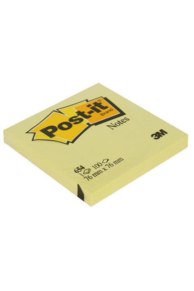 3M 654 ورق ملاحظات لاصق 76 × 76 مم 100 ورقة - أصفر