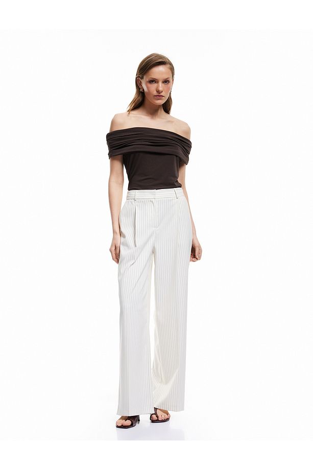 Krep Kumaş Drape Detaylı Straplez Bluz - 2
