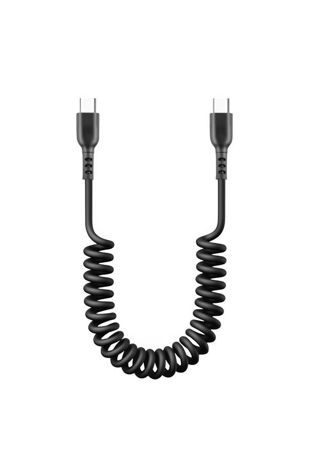 3A 60W Spiral Type C to Type C Şarj ve Data Kablosu,1-1,5 Metre Kısayıp Uzayabilen Elastik Ka - 1