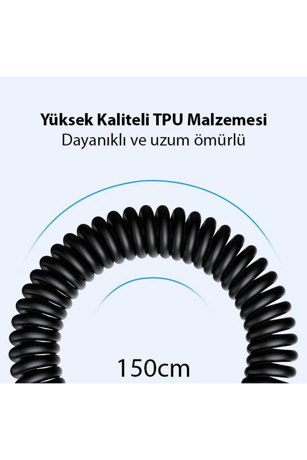 3A 60W Spiral Type C to Type C Şarj ve Data Kablosu,1-1,5 Metre Kısayıp Uzayabilen Elastik Ka - 5