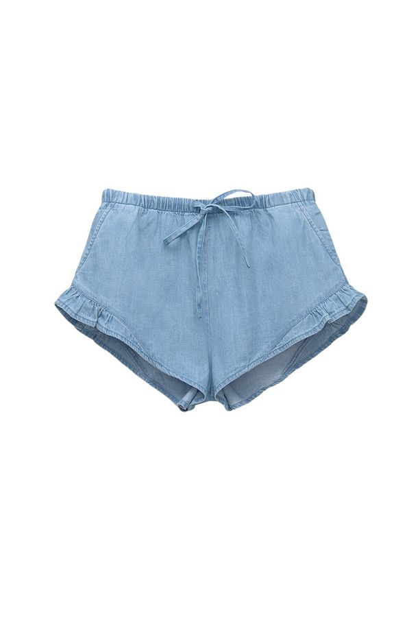 Fırfırlı denim şort - 2