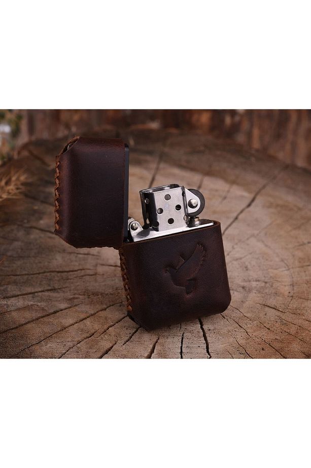 El Yapımı Hakiki Deri Zippo Çakmak - 1