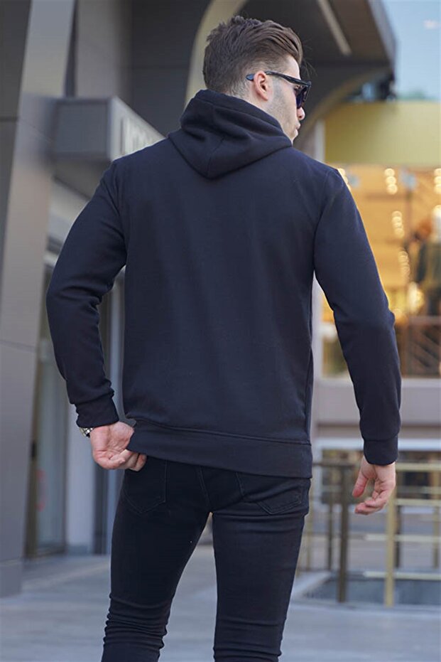 Siyah Kapüşonlu Basic Sweatshirt 6014 - 2