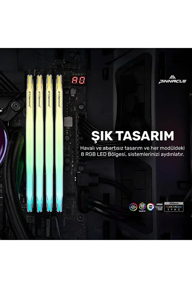 Pinnacle PKMD4U32C16CHW16G 16GB DDR4 3200Mhz 2Rx8 CL16 RGB Masaüstü Ram - 6