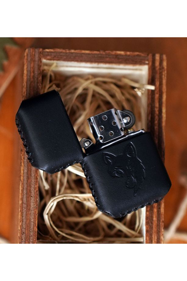 El Yapımı Hakiki Deri Kılıflı Zippo Çakmak - 2